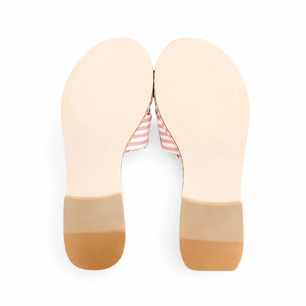 J.Crew 7M Sun baked rose stripe soft cotton bow slide sandals New In Box - Picture 8 of 12